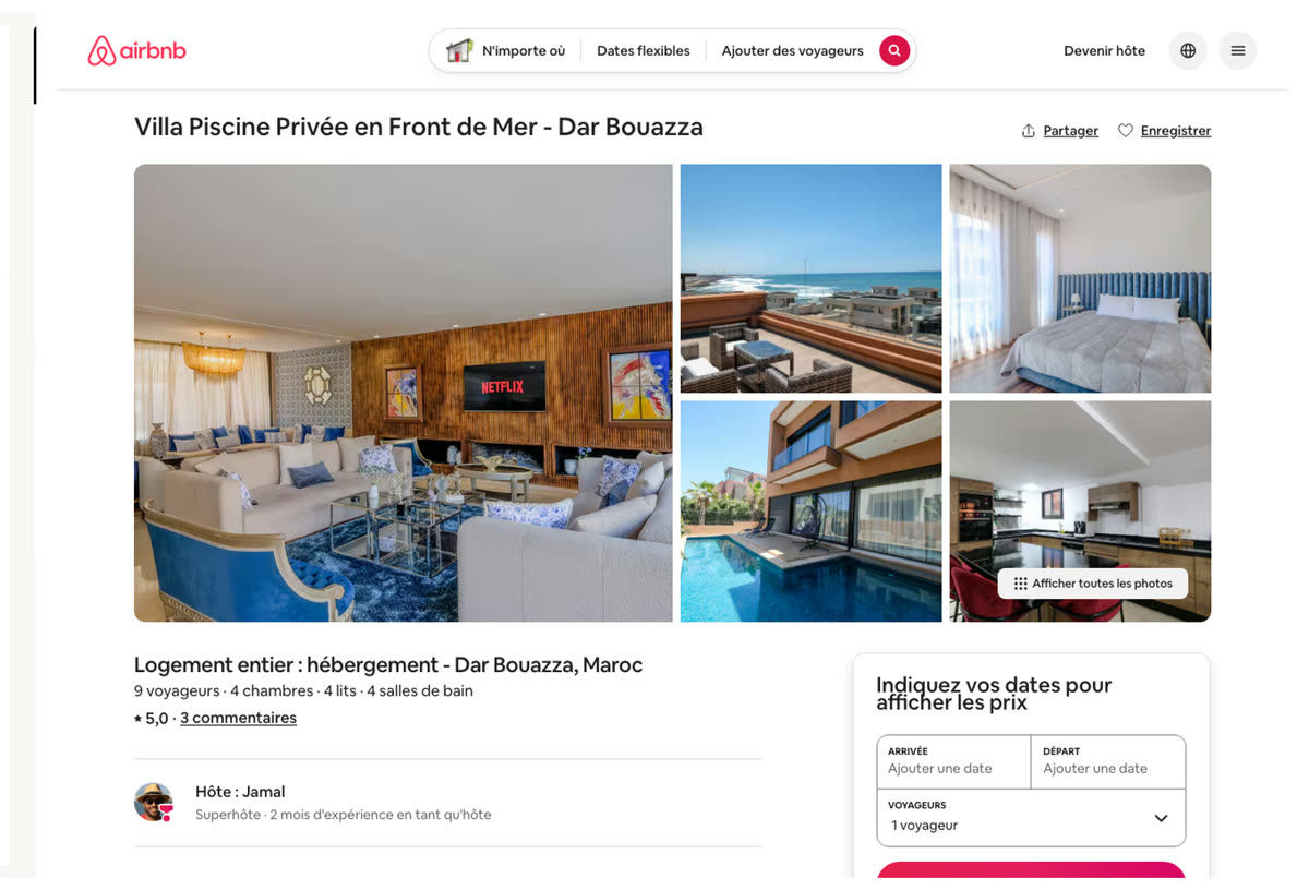Annonce Airbnb d'un membre
